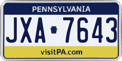 PA license plate JXA7643