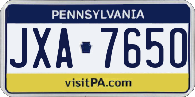 PA license plate JXA7650