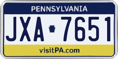 PA license plate JXA7651