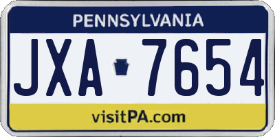 PA license plate JXA7654