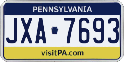 PA license plate JXA7693
