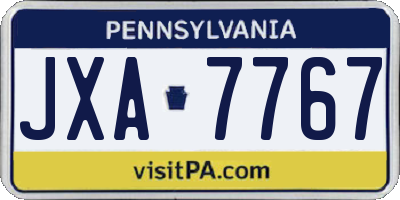 PA license plate JXA7767
