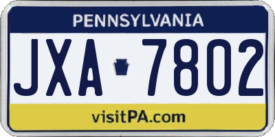 PA license plate JXA7802