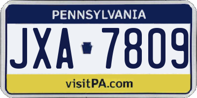 PA license plate JXA7809
