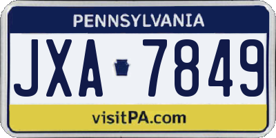 PA license plate JXA7849