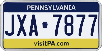 PA license plate JXA7877