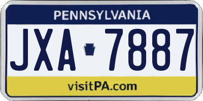 PA license plate JXA7887