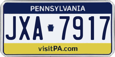 PA license plate JXA7917