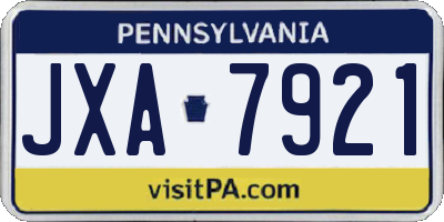 PA license plate JXA7921