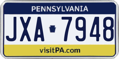 PA license plate JXA7948