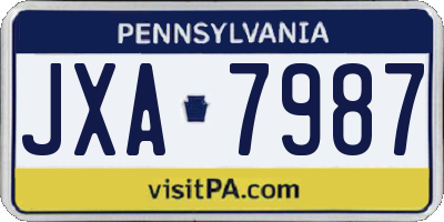 PA license plate JXA7987