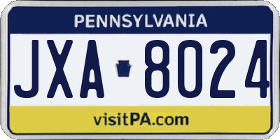 PA license plate JXA8024