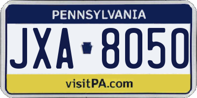 PA license plate JXA8050