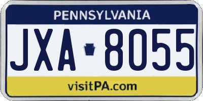 PA license plate JXA8055