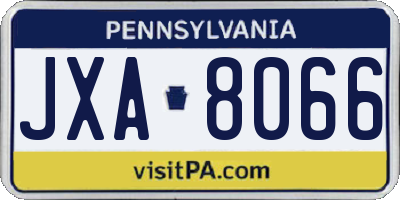 PA license plate JXA8066