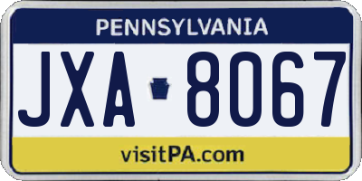 PA license plate JXA8067