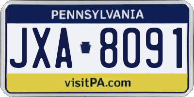 PA license plate JXA8091