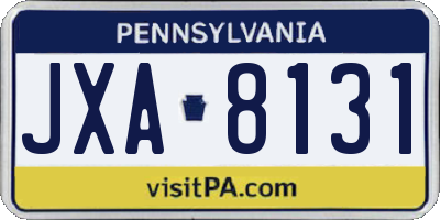 PA license plate JXA8131