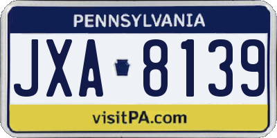 PA license plate JXA8139