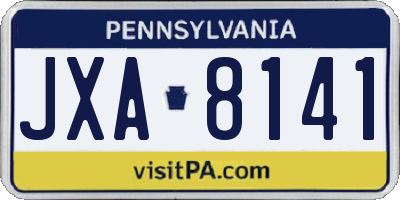 PA license plate JXA8141
