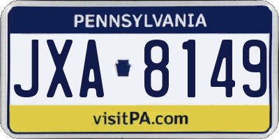 PA license plate JXA8149