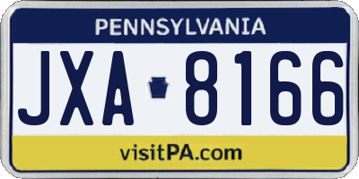 PA license plate JXA8166