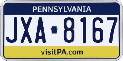 PA license plate JXA8167