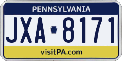 PA license plate JXA8171