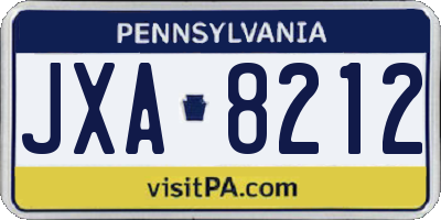 PA license plate JXA8212