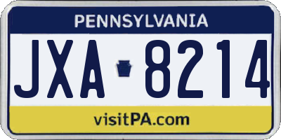PA license plate JXA8214