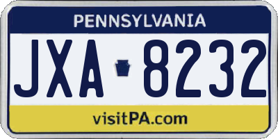 PA license plate JXA8232