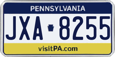 PA license plate JXA8255