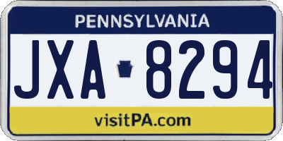 PA license plate JXA8294