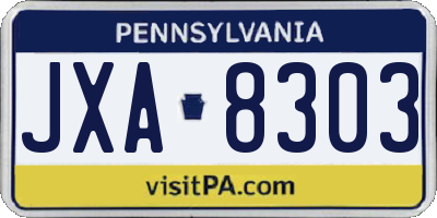 PA license plate JXA8303