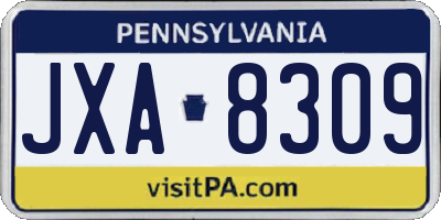 PA license plate JXA8309