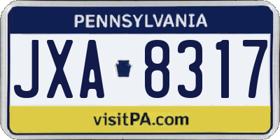 PA license plate JXA8317