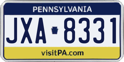 PA license plate JXA8331