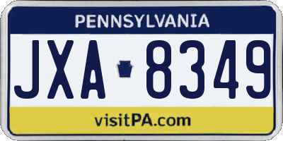 PA license plate JXA8349