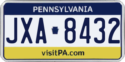 PA license plate JXA8432