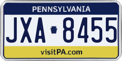 PA license plate JXA8455