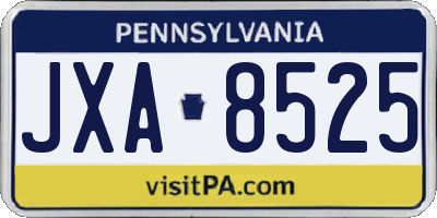 PA license plate JXA8525