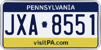 PA license plate JXA8551