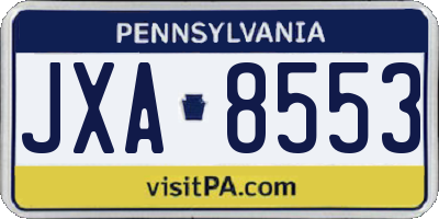 PA license plate JXA8553