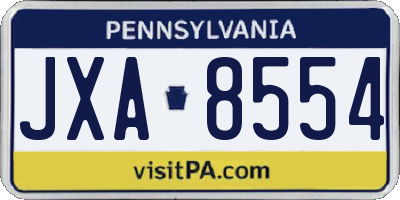 PA license plate JXA8554
