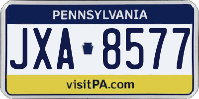PA license plate JXA8577