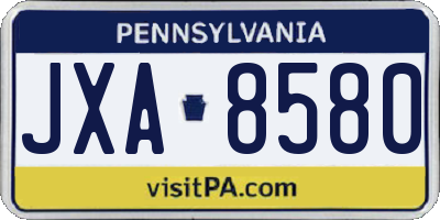 PA license plate JXA8580