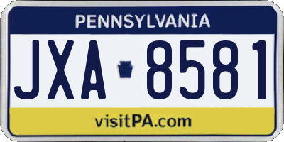 PA license plate JXA8581