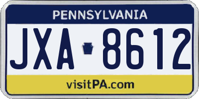 PA license plate JXA8612