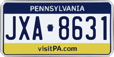 PA license plate JXA8631
