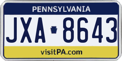 PA license plate JXA8643